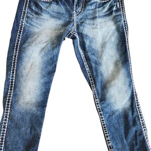 Silver Mid Rise Suki Capri Stretch Jeans  Women's 28